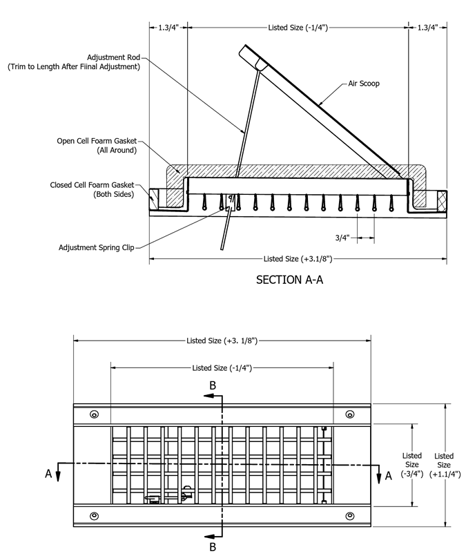 American Louver Spiral Grille Dimensions