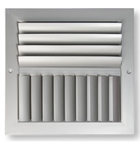 Dayus DAC2RC 2 Way Curved Blade Supply Grille with Adjustable Blades - Right Corner