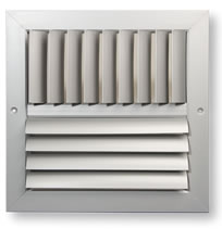 Dayus DAC2LC 2 Way Curved Blade Supply Grille with Adjustable Blades - Left Corner